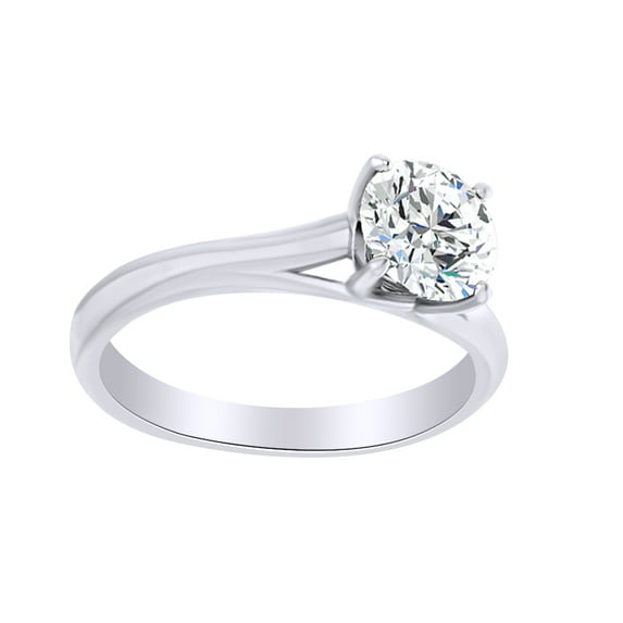 Round Cut Simulated White Moissanite Solitaire Engagement Ring In 14K Solid Ring