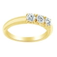 thumbnail image 1 of Round Cut Simulated White Moissanite Three Stone Band Ring In 14K Solid Yellow Gold, 1 of 1