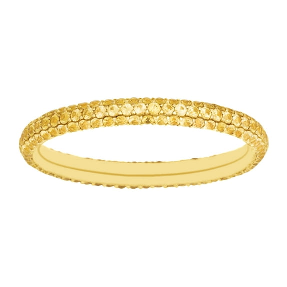 AFFY Round Cut Simulated Yellow Sapphire Full Eternity Band Ring In 14K Solid Yellow Gold