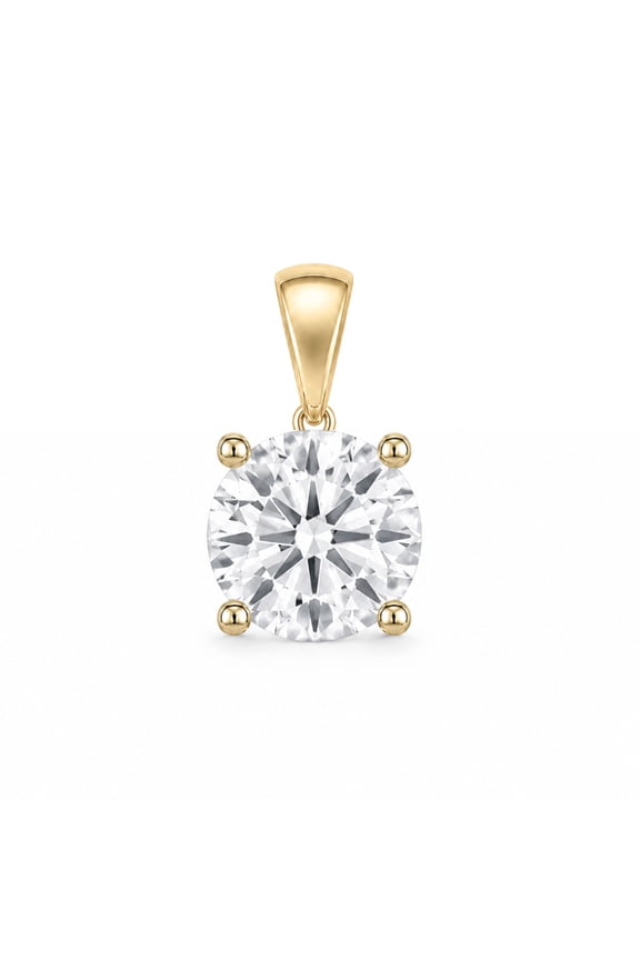 Round Cut Solitaire Moissanite Pendant - Dangle Bail