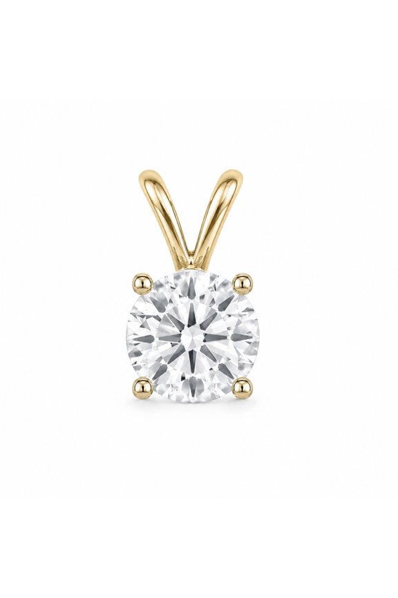 Round Cut Solitaire Moissanite Pendant - Double Loop Bail