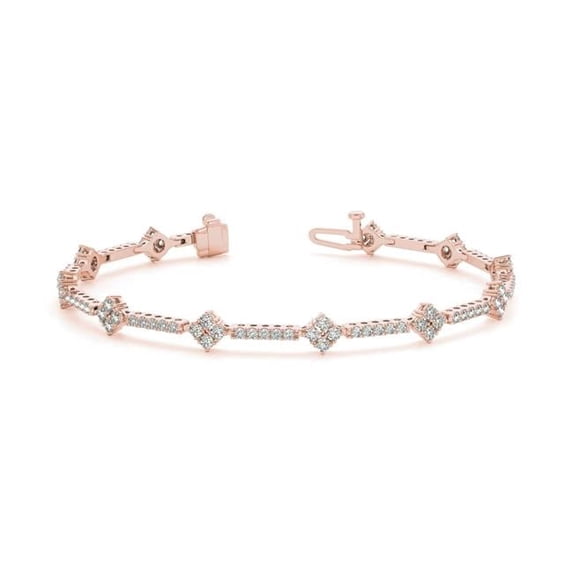 Round Cut Sparkling 6 CT Diamond Womens Bracelet, 14K Rose Gold