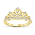 AFFY Cubic Zirconia Princess Crown Promise Ring For Womens in 14K