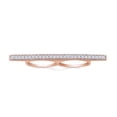 thumbnail image 1 of Round Cut Sparkling White Cubic Zirconia Sideway Bar Two Finger Ring In 14k Rose Gold Over Sterling Silver Ring For Women Ring Size-7.5, 1 of 7