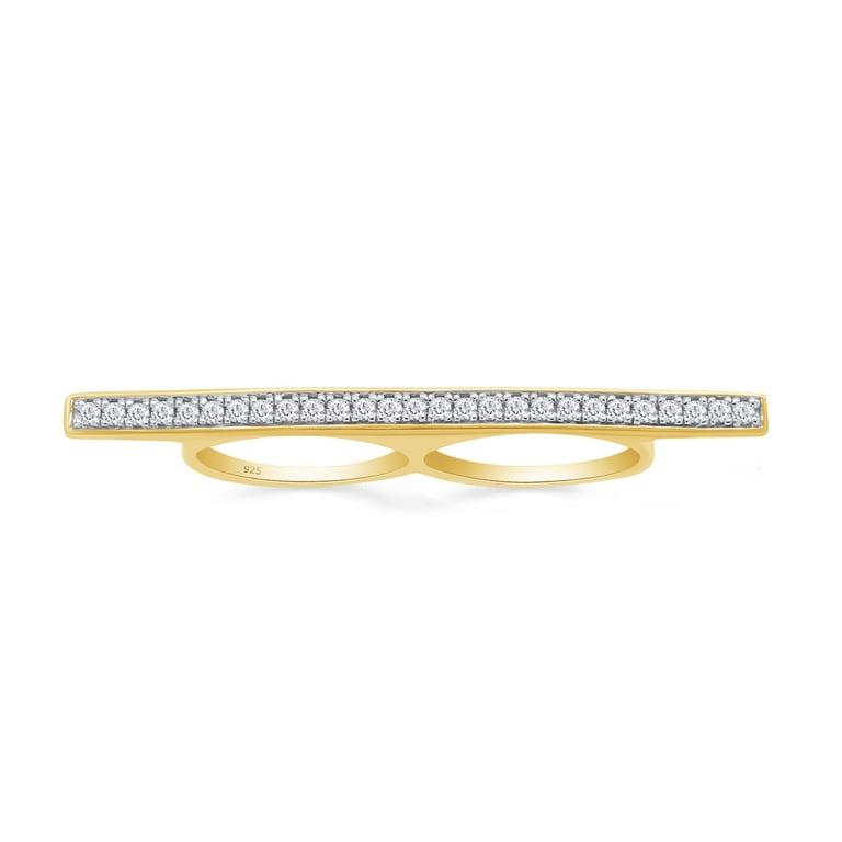 Single Bar Ring with Sparkling Cubic Zirconia Rhodium-plated Sterling Silver Single Bar Ring with Sparkling Cubic Zirconia Rhodium-plated Sterling Silver
