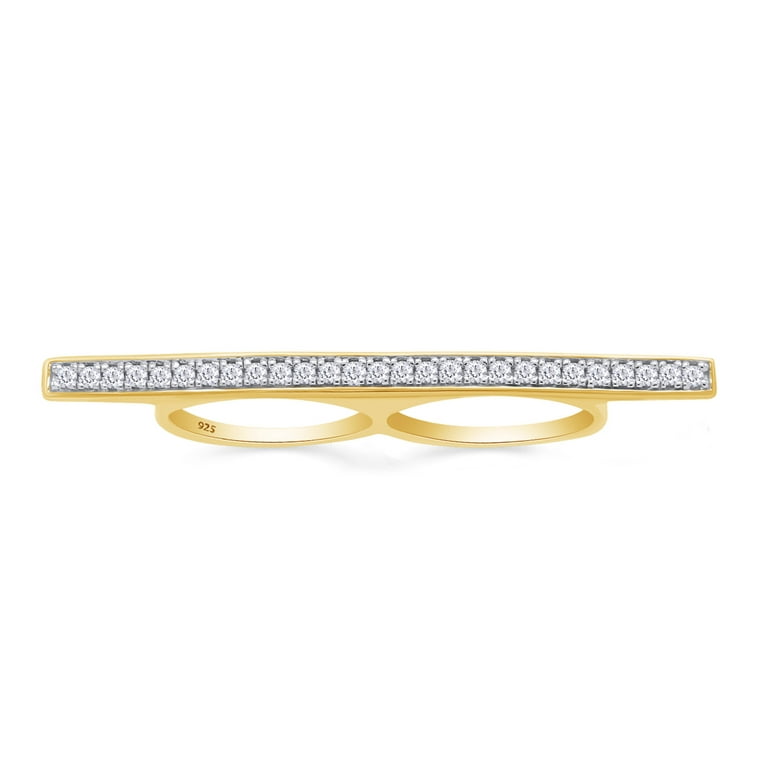 Single Bar Ring with Sparkling Cubic Zirconia Rhodium-plated Sterling Silver Single Bar Ring with Sparkling Cubic Zirconia Rhodium-plated Sterling Silver