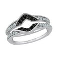 thumbnail image 1 of AFFY Round Cut White & Black Natural Diamond Contour Solitaire Enhancer Ring in 10k White Gold (0.33 Cttw), 1 of 1