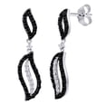 thumbnail image 1 of AFFY Round Cut White & Black Natural Diamond Wavy Leaf Style Dangle Earrings In 10K Solid White Gold (0.87 Cttw), 1 of 1