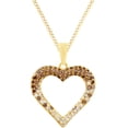 thumbnail image 1 of AFFY Round Cut White & Brown Natural Diamond Heart Pendant Necklace In 14k Yellow Gold, 1 of 1