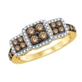 thumbnail image 1 of AFFY Round Cut White & Champagne Frame Ring in 10k Yellow Gold (1 cttw), 1 of 1