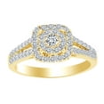 thumbnail image 1 of AFFY Round Cut White Cubic Zirconia Cluster Shank Engagement Ring In 10k Solid Yellow Gold (1.13 cttw) Ring Size-6, 1 of 1
