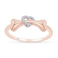 thumbnail image 1 of Round Cut White Cubic Zirconia Dog Bone Heart Promise Ring For Women In 14K Rose Gold Plated 925 Sterling Silver (Color: White, Clarity: VVS1-VVS2) -7, 1 of 6