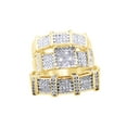 thumbnail image 1 of AFFY Round Cut White Cubic Zirconia Engagement and Wedding Trio Band Ring Set In 10K Solid Yellow Gold (0.69 Cttw), 1 of 1