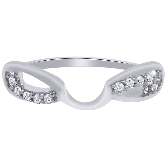 Round Cut White Cubic Zirconia Enhancer Guard Ring 14K White Gold Ring Size - 5.5