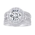 thumbnail image 1 of AFFY Round Cut White Cubic Zirconia Halo Engagement Bridal Ring In 14k Solid White Gold (2.30 cttw) Ring Size-11.5, 1 of 1