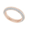 thumbnail image 1 of AFFY Round Cut White Cubic Zirconia Knife Edge Eternity Engagement Ring In 10k Solid Rose Gold Ring Size-4, 1 of 1