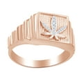 thumbnail image 1 of AFFY Round Cut White Cubic Zirconia Marijuana Leaf Men's Band Ring In 14K Rose Gold Over Sterling Silver, Ring Size: 4, 1 of 1