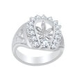 thumbnail image 1 of AFFY Round Cut White Cubic Zirconia Marijuana Leaf Ring In 14K White Gold Over Sterling Silver, Ring Size: 8, 1 of 4