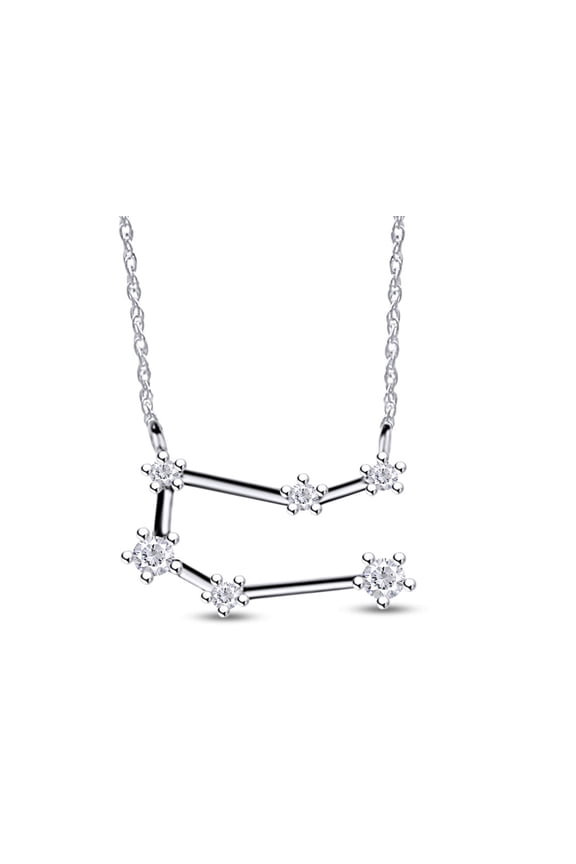 Round Cut White Cubic Zirconia Personalized Taurus Zodiac Sign Pendant Necklace in 10k White Gold Jewelry for Women with 18" Chain