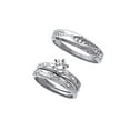 thumbnail image 1 of AFFY Round Cut White Cubic Zirconia Two Tone Wedding Band Ring Set In 14k Solid White Gold, 1 of 1