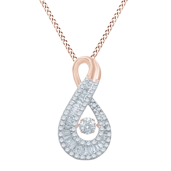 AFFY Round Cut White Diamond 0.5 Ct Infinity Style Pendant Necklace In 10K Solid Rose Gold (0.5 Ct)By