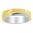 thumbnail image 1 of AFFY Round Cut White Diamond Accent Two Tone Band Ring In 14K Solid Yellow Gold (0.05 Ct), 1 of 1