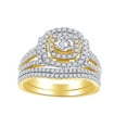 thumbnail image 1 of AFFY Round Cut White Diamond Classic Bridal Ring Set In 14K Solid Yellow Gold (1 Cttw), 1 of 1
