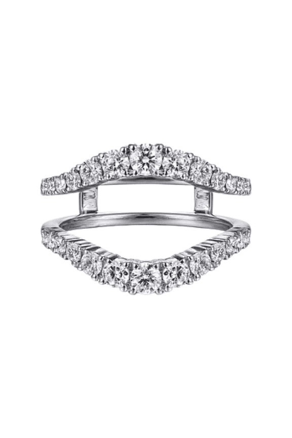 Round Cut White Diamond Engagement Ring Enhancer - Wedding Ring Jacket - 925 Sterling Silver - Ring Wrap Guard - Stackable Diamond - Aggie Ring Guard