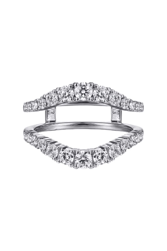 Round Cut White Diamond Engagement Ring Enhancer - Wedding Ring Jacket - 925 Sterling Silver - Ring Wrap Guard - Stackable Diamond - Aggie Ring Guard