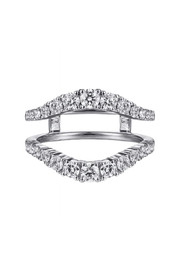 Round Cut White Diamond Engagement Ring Enhancer - Wedding Ring Jacket - 925 Sterling Silver - Ring Wrap Guard - Stackable Diamond - Aggie Ring Guard