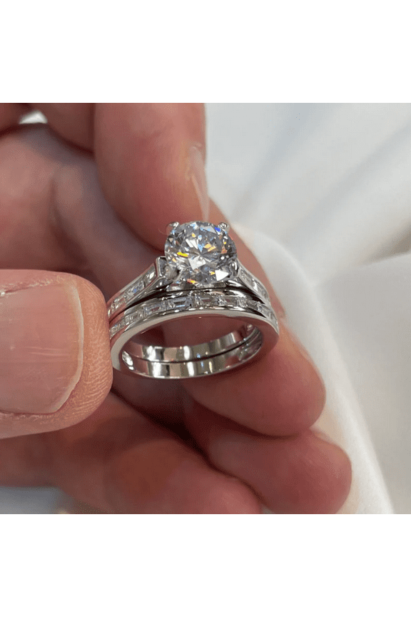 Round Cut White Diamond Engagement Ring Set in 925 Sterling Silver - Proposal Wedding Ring - Birthday Gift For Her