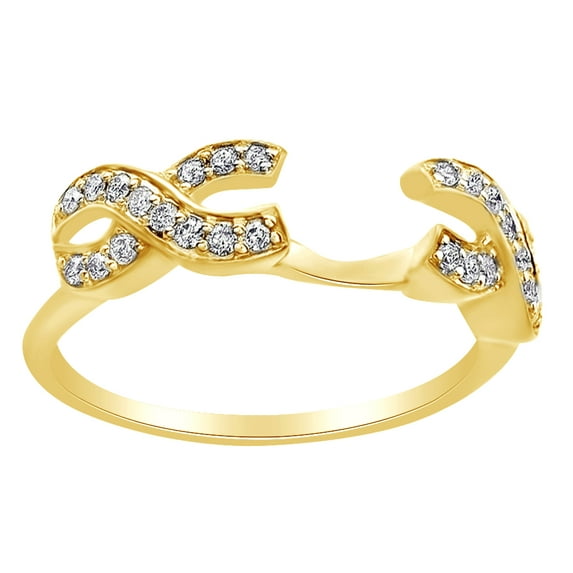 AFFY Round Cut White Diamond Infinity Style Guard Ring In 14K Solid Yellow Gold (0.25 Ct)