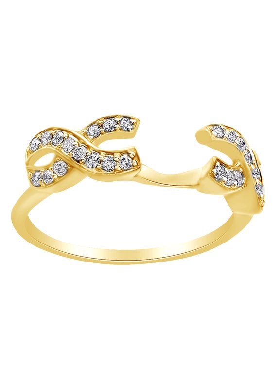 Round Cut White Diamond Infinity Style Guard Ring In 14K Solid Yellow Gold (0.25 Ct)