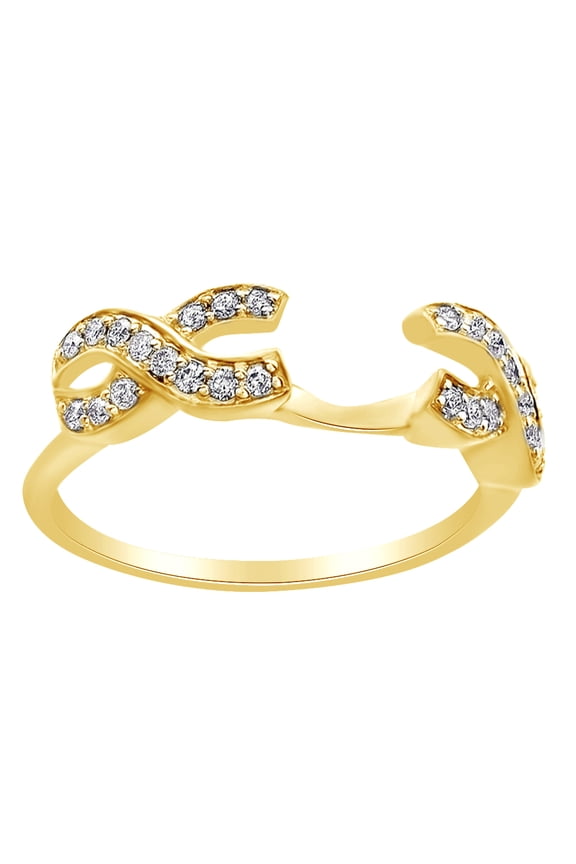 Round Cut White Diamond Infinity Style Guard Ring In 14K Solid Yellow Gold (0.25 Ct)