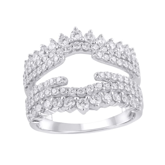 Round Cut White Diamond Ring Enhancer in 925 Sterling Silver - Bridal Wedding Engagement Wrap Ring Guard For Women