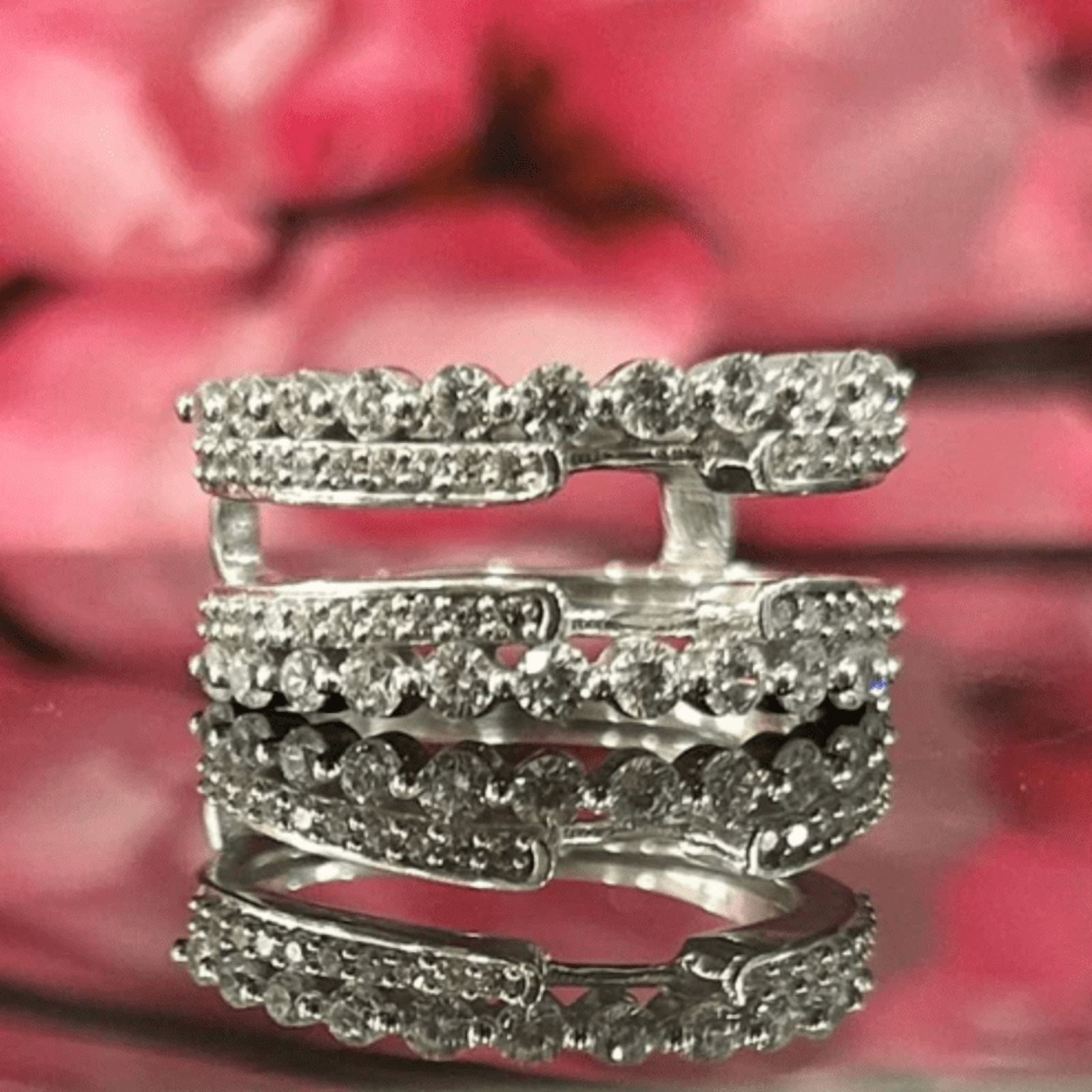 Round Cut White Diamond Ring Guard Enhancer- Cathedral Solitaire ...