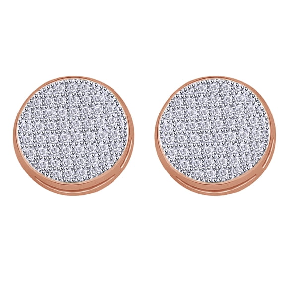 AFFY Round Cut White Diamond Stud Earrings In 10K Solid Rose Gold (1/4 Ct)