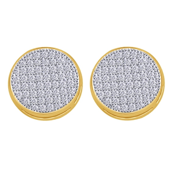 AFFY Round Cut White Diamond Stud Earrings In 10K Solid Yellow Gold (0.4 Ct)