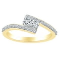 thumbnail image 1 of AFFY Round Cut White Diamond Two Stone Bypass Engagement Ring In 14K Solid Yellow Gold (0.75 Cttw), 1 of 8