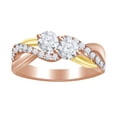 thumbnail image 1 of AFFY Round Cut White Diamond Two Stone Crossover Ring In 14K Solid Rose Gold (0.75 Cttw), 1 of 1