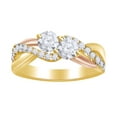 thumbnail image 1 of AFFY Round Cut White Diamond Two Stone Crossover Ring In 14K Solid Yellow Gold (0.75 Cttw), 1 of 1