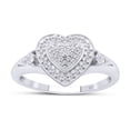 thumbnail image 1 of AFFY Round Cut White Natural Accent Diamond Split Shank Double Heart Engagement Ring In 14k White Gold Over Sterling Silver (Clarity : I2, Color : I-J, 0.01 Cttw) Ring Size-13, 1 of 6