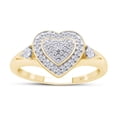 thumbnail image 1 of AFFY Round Cut White Natural Accent Diamond Split Shank Double Heart Engagement Ring In 14k Yellow Gold Over Sterling Silver (Clarity : I2, Color : I-J, 0.01 Cttw) Ring Size-11, 1 of 6
