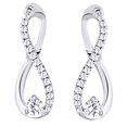 thumbnail image 1 of Round Cut White Natural Diamond (0.2 Cttw) Infinity Dangle Drop Earrings In 10K Solid White Gold, 1 of 1