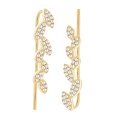 thumbnail image 1 of AFFY Round Cut White Natural Diamond (0.25 Cttw) Lear Drop Ear Crawler Earrings In 10K Solid Yellow Gold, 1 of 1
