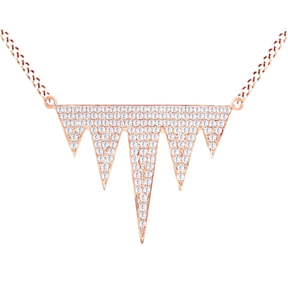 AFFY Round Cut White Natural Diamond (0.44 Cttw) Drop Pendant Necklace In 10K Solid Rose Gold