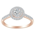 thumbnail image 1 of AFFY Round Cut White Natural Diamond (0.5 Cttw) Halo Style Engagement Ring In 14K Solid Rose Gold, 1 of 1