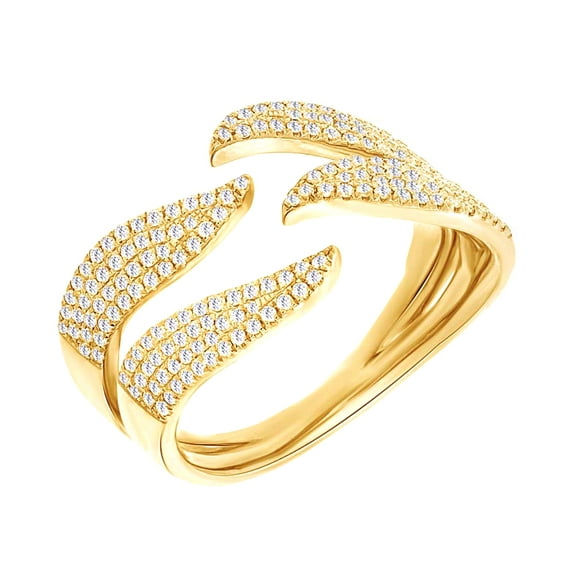 AFFY Round Cut White Natural Diamond (0.50 Cttw) Band Ring In 10K Solid Yellow Gold,Ring Size: 13