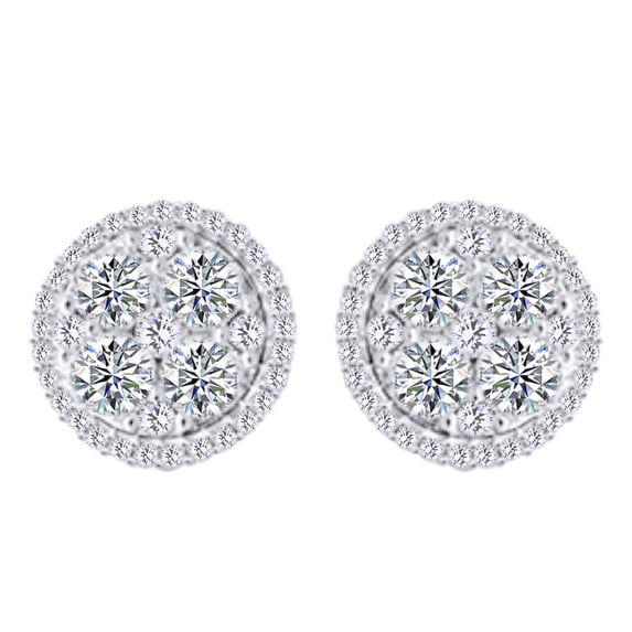 AFFY Round Cut White Natural Diamond (0.55 cttw) Circle Stud Earrings In 14k White Gold