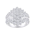 thumbnail image 1 of AFFY Round Cut White Natural Diamond 10K Solid White Gold Cluster Engagement Wedding Ring (3 cttw)-4.5, 1 of 1